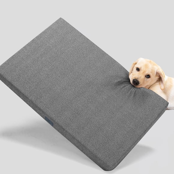 Veehoo Lit de Cage pour Chien à l'Épreuve de la Mastication, Grand Lit Indestructible TG pour Chien pour Cage, Tapis pour Animal Résistant à la Mastication avec Housse Amovible Lavable et Dissimulé
