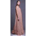 thumbnail image 2 of Bimba Robe Longue Maxi Imprimée Feuilles Florales & Roses Pêche2 pour Femmes Nuisette en Rayonne Bretelles Spaghetti Vêtements de Nuit pour Dames Petite, 2 of 5