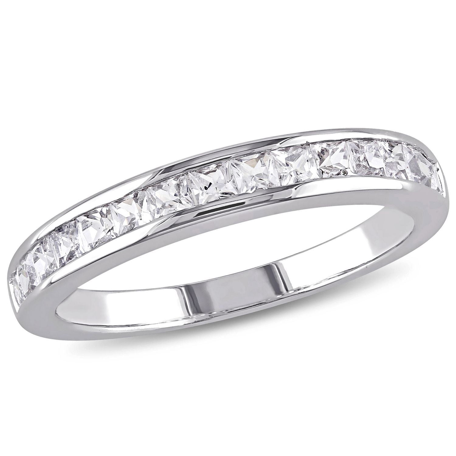 Bague de style éternité Miabella avec saphirs blancs synthétiques 0,75 CT PBT' en argent sterling