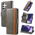thumbnail image 1 of Case for Samsung Galaxy S22 Ultra 5G Cover Leather Wallet Folio Case Book Design Flip Magnetic Closure - Grey, 1 of 5