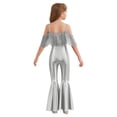 thumbnail image 2 of vastwit Combinaison Short à Paillettes Scintillantes à Franges pour Filles, Bretelles Spaghetti, Sans Manches, Évasée, Combinaison, Robe de Demoiselle d'Honneur pour Fête, Argent, 10, 2 of 5