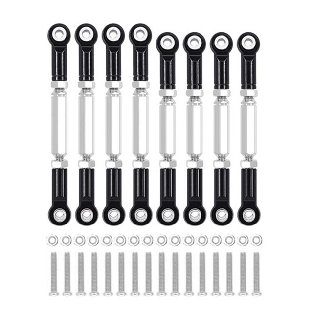 fastboy 8pieces Wheelbase Steering Link Rod Set For MN WPL 1/16 C14 RC Car Accessories Black