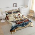 thumbnail image 4 of Erosebridal Ocean Waves Bedding Queen Comforter Set, Retro Sailing Boat Down Comforter, Sea Steam Decor, 3-piece, 4 of 7