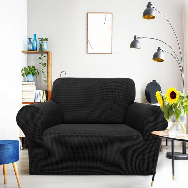 PiccoCasa Housse Extensible pour Canapé, Lavable, Housses de Meubles pour Chiens, Noir, Petit