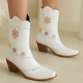 thumbnail image 3 of Pisexur Cowboy Boots for Womens Western Boots With Embroidered, Pull-On Chunky Square Toe Chunky Heel Ankle Boots, Durable and Fashionable Retro Classic Short Boots For Spring Fall, 3 of 7