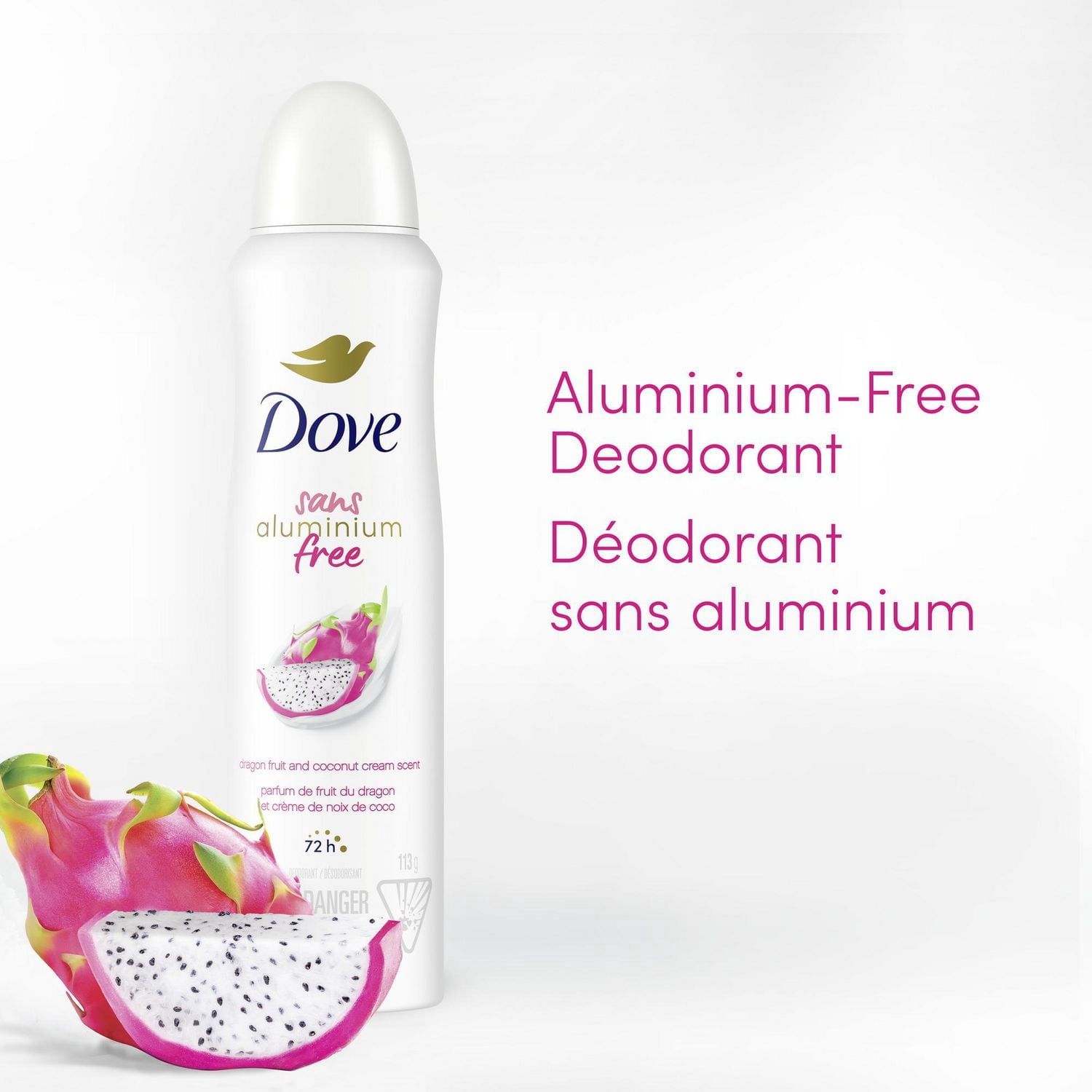 Dove Aluminum-Free Deodorant Dry Spray Dragon Fruit & Coconut Cream, 113 g