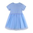 thumbnail image 3 of Big Kid Robe Fille Robe Serrée pour les Enfants Fille Toddler Filles Manches Courtes Tulle Papillon Imprimé Robe Clothes Filles Clothes (Bleu, 7-8 Ans), 3 of 7