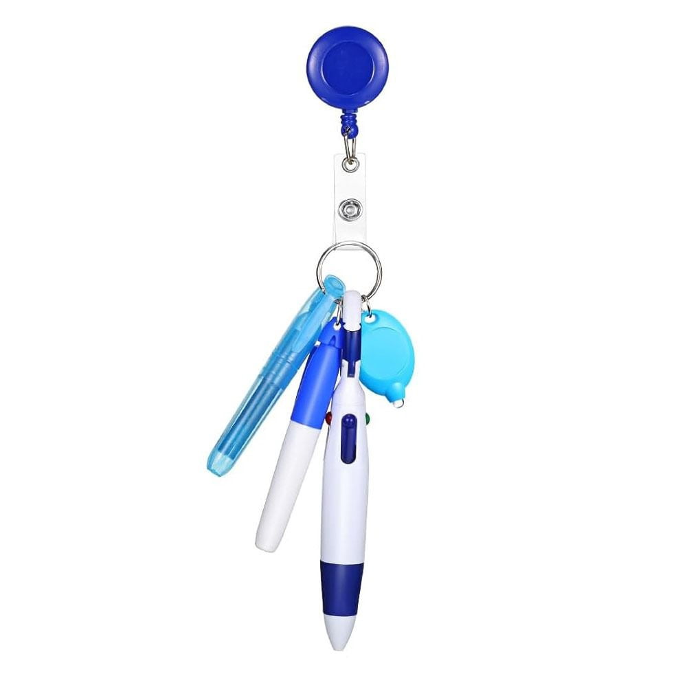 Ensemble de Stylos pour Infirmière Stylos pour Infirmière pour Badge Incluent Pointe Surligneur Marqueur Permanent Stylo Stylo à Bille Rétractable pour le Travail d'Infirmière Bleu