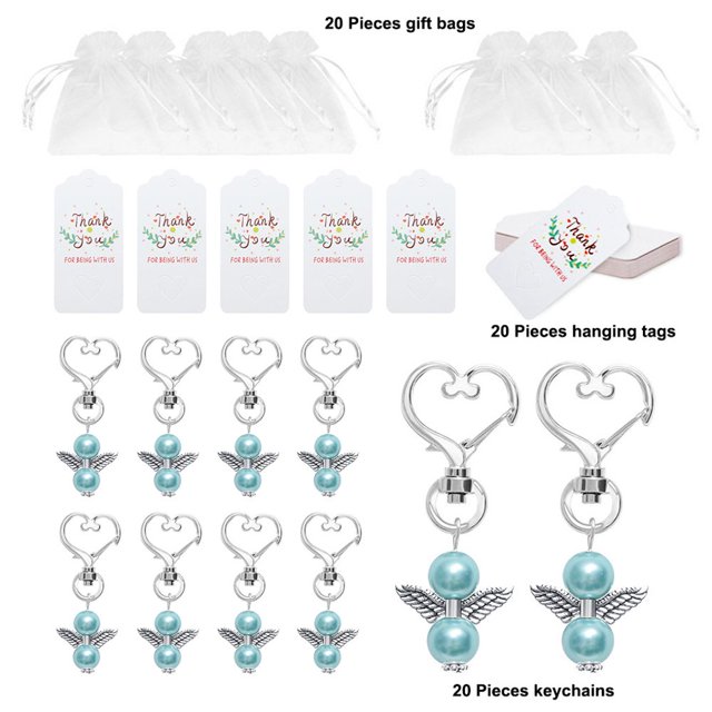 AMERTEER Gift Bags Set DIY Drawstring Candy Biscuit Pouches Kit Heart Shaped Keychain Hanging Tags Favor Bags Set