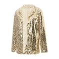 thumbnail image 4 of Fortune Women Shiny Sequins Blazer Jacket Open Front Sparkly Glitter Disco Coat, 4 of 9