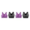 thumbnail image 3 of Youkk 2x Fit With Multiple Sizes Available Zip Front Sports Bra Seamless Construction gray+purple S 2Set, 3 of 6