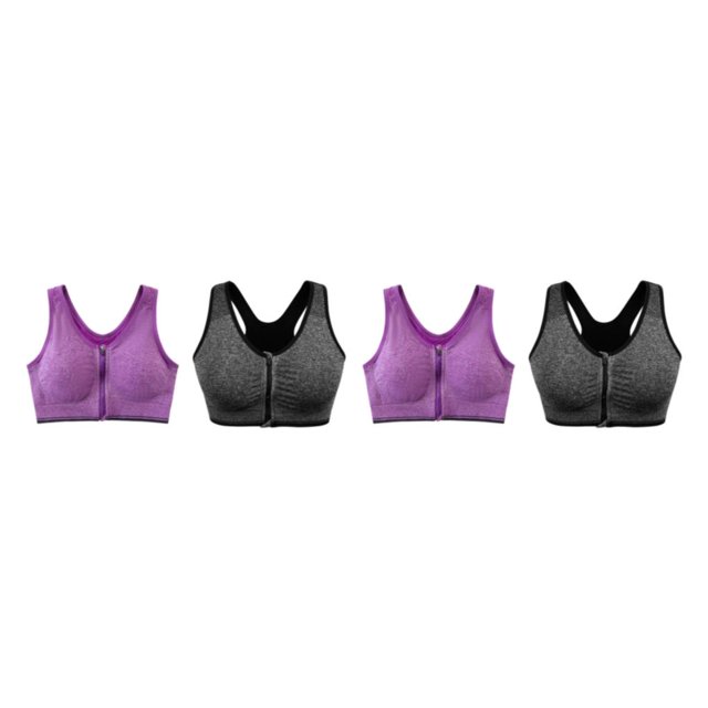 kurtrusly 2pieces Versatile Performance With Wide Application Sports Bra Seamless gray+purple M 2Set