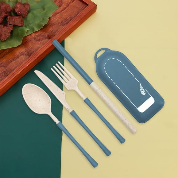 Wheats Straw Tableware Set Student Outdoor Portable Knife Fork Spoon Straw Tableware Camping Portable Tableware