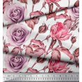 thumbnail image 2 of Soimoi Modal Satin Fabric Leaves & Rose Flower Print Fabric by The Yard 42 Inch Wide, 2 of 3