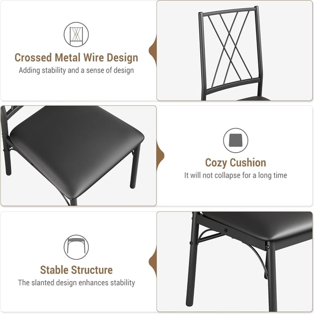 BeesClover Dining Table Set for 4, Kitchen Table and Chairs for 4 with Upholstered Chairs, 5 Piece Rectangular Kitchen Table Set, for Small Space, Apartment