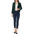 thumbnail image 2 of INSPIRE CHIC Women's Blazer Open Front Wear-to-Work Summer Crop Suit Jacket M Green-Solid, 2 of 7