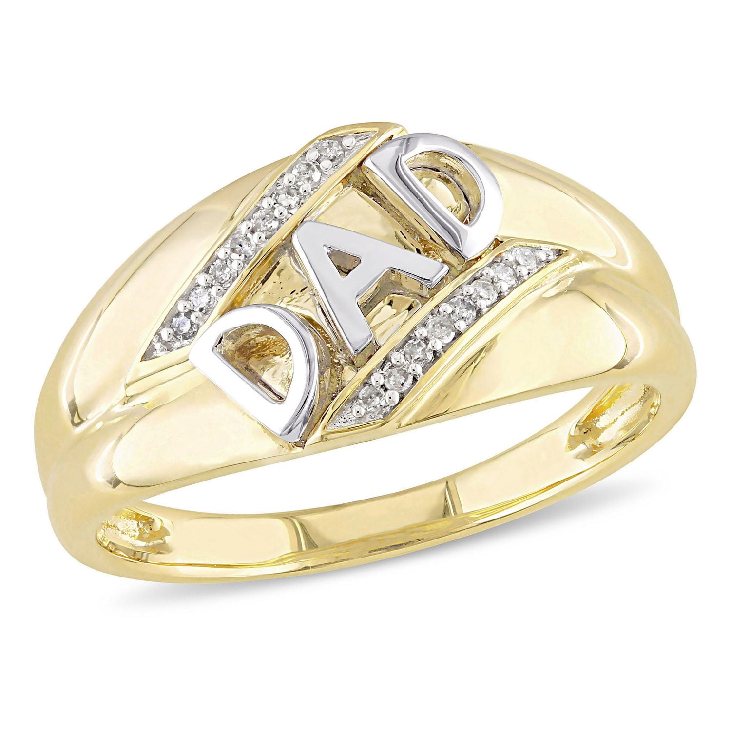 Bague pour homme ''Dad'' Miabella avec accents de diamants en or jaune 10K
