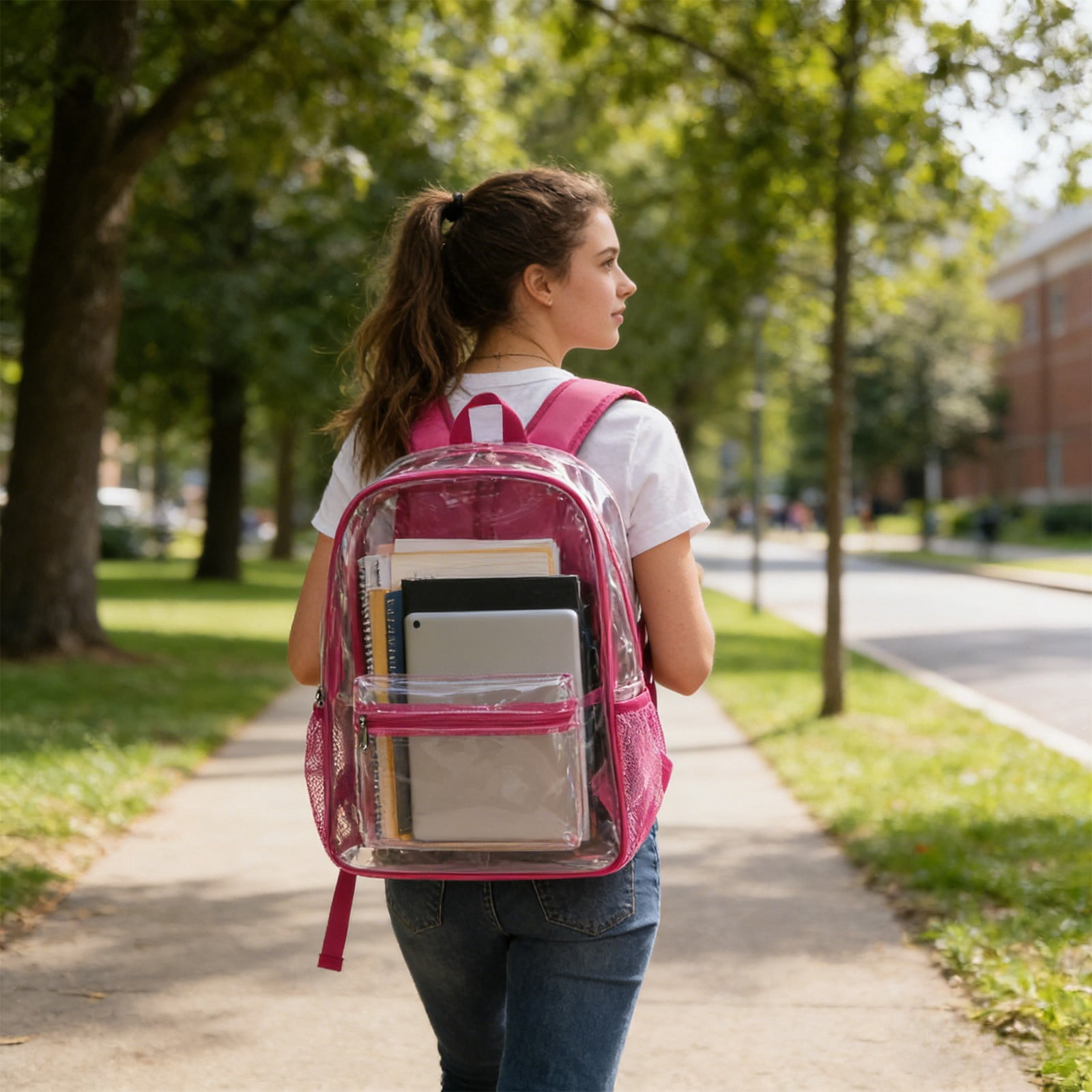 EGNMCR Transparent Backpack For School Concert Games Security Check PVC School Bag Large Capacity Student Backpack P VC backpack