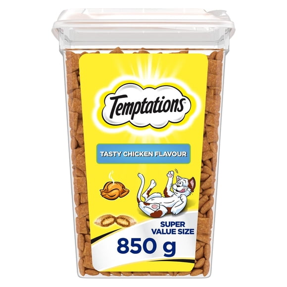Gâteries pour chats TEMPTATIONS saveur de poulet savoureux, contenant de 850 g