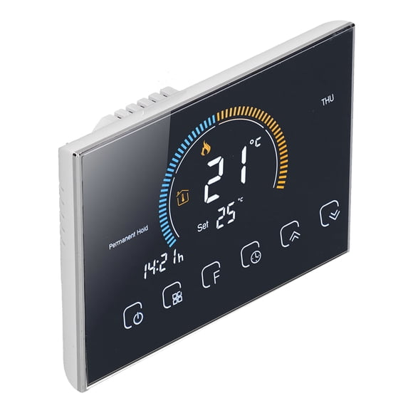 Smart Thermostat, Large 4.8in Color Backlit LCD Screen, Customizable Temperature, Memory Function, Programmable Modes for Water Gas AC95-240V with Temperature Controller