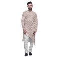 thumbnail image 1 of Atasi Indian Asymmetric Party Wear Kurta With White Churidar Pajama Set For Men, 1 of 3