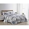 thumbnail image 3 of Chezmoi Collection Anderson 3-Piece Printed Patchwork Quilt Set - Plaid Checkered Stripe Coverlet - Pre-Washed Microfiber Lightweight Reversible Bedspread, Queen Size, 3 of 4