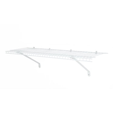 Étagères murales en fil métallique blanc Mainstays de 90 cm, idéales pour ranger vos accessoires de placard ou de buanderie.