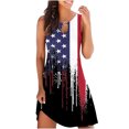 thumbnail image 2 of Dvkptbk Robes Drapeau Américain pour Femmes Été Plage Sans Manches Robe d'Été Évasée Décontractée Ample Robe T-Shirt - Soldes d'Été Liquidation, 2 of 5