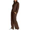 thumbnail image 3 of Pisexur Ensembles Deux Pièces pour Femmes Automne Couleur Unie Chandails à Manches Longues à Col Rond Pantalons de Survêtement Amples à Jambe Grand Ensembles de Survêtement Femmes Tenue 2 Pcs Tenue Décontractée de Voyage Tenues de Vacances pour Femmes, 3 of 8