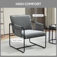 thumbnail image 4 of HOMCOM Fauteuil d'Appoint Moderne, Fauteuil en Chenille avec Poches Latérales, Gris, 4 of 10