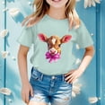 thumbnail image 2 of MIASHUI T-Shirt Drôle pour Enfants Lapin Filles Garçons Pâques Manches Courtes Col Rond Tee, Vert Menthe, 12-13 Ans, 2 of 4