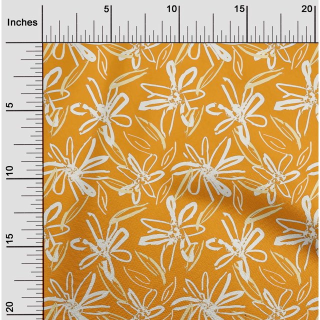 oneOone Velvet Orange Fabric Florals Craft Projects Decor Fabric Printed By The Yard 58 Inch Wide-044