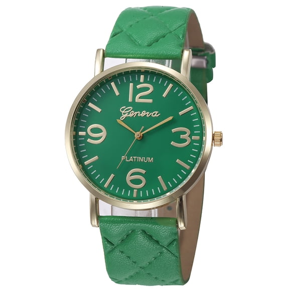 VONKY Women Men Boy Girl Leather Strap Round Student Kid Children Watch Metal Case Simply Design