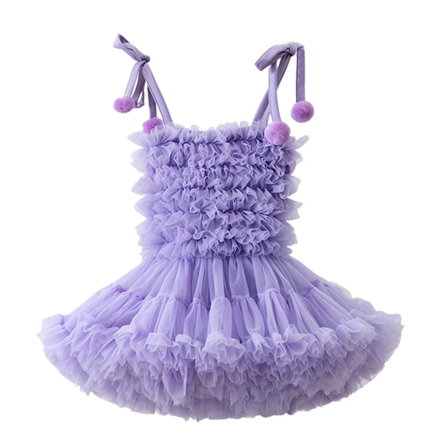 MIASHUI Robe Tutu à Fleurs pour Fille pour Enfants, Robes de Fête de Mariage, Robes de Concours pour Tout-Petits, Violet, 2-3 Ans