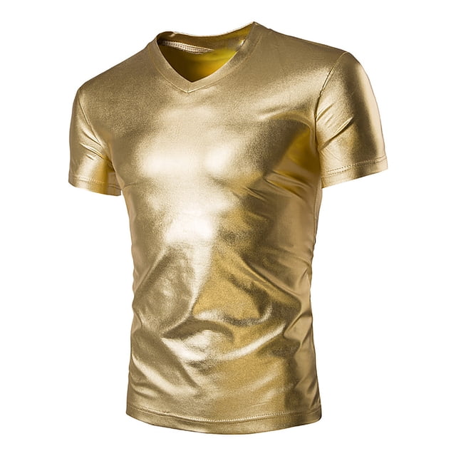 T-shirt à Manches Courtes à Col Rond à Paillettes Contrastées pour Homme - Coupe Ajustée, Polyester Extensible, Tenue Décontractée Quotidienne