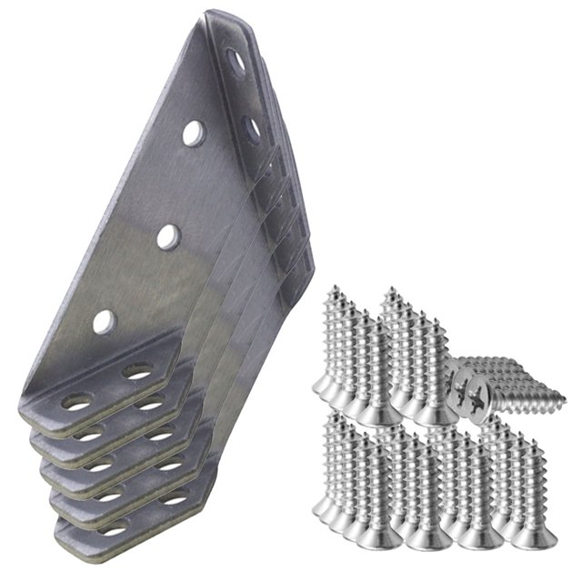 JWshufel 5PC Stainless Steel Multifunctional Corner Brace for Furniture Support Long Lasting Trapezoidal Design Easy Installation for Shelves Doors Tables Cabinets Accessories