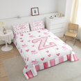 thumbnail image 4 of Erosebridal Princess Bow Bedding Full Comforter Set, Initial Z Letter Down Comforter, Pink Heart Decor, Reversible 3 Pieces, 4 of 8