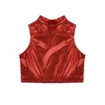 thumbnail image 4 of Oyolan Débardeur Court Sans Manches à Col Roulé Métallisé pour Filles Enfants, Ballet, Danse, Scène, Performance, Entraînement, Rouge 8, 4 of 8