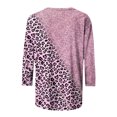 thumbnail image 4 of Pompotops T-shirt Ample à Imprimé Léopard pour Femme, Manches 3/4, Col Rond, Haut Décontracté, Liquidation, 4 of 5
