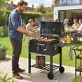 thumbnail image 2 of Outsunny  Portable Charcoal Grill Stainless Steel Camping BBQ w/ Wheels, 2 of 10