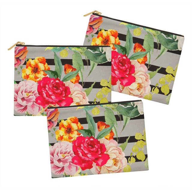 Soimoi Gris Rayon Tissu Rayé & Grandiflora Roses Imprimé Floral Tissu par la Cour 56 Pouces de Large