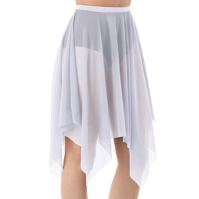 CHUANK Handkerchief Hem Mesh Wraps Ballet Classwear Dance Skirt Competition Performance Clothes with Elastic Waistband