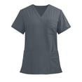 thumbnail image 2 of JDQJBZ Unisex Solid Color V Neck Pocket Top Short Sleeve Casual Work Shirt, 2 of 5
