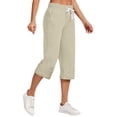 thumbnail image 2 of AherBiu Womens Capris for Summer Cotton Linen High Waisted Drawstring Cropped Pants Loose Lounge Capris Trousers, 2 of 6