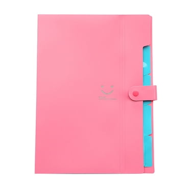 5 Pockets Plastic Expanding File Folders A4 Letter Size Snap Closure Accordion Folder Paper Document Organizer Set (Rose Red)