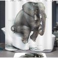 thumbnail image 2 of Shower Curtain Textile Waterproof Animal Digital Printing Shower Curtain Anti-mildew Washable With 12 Rings (no Mats) Elephant, 2 of 5