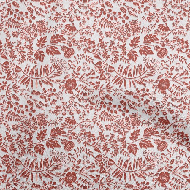 oneOone Rayon Red Fabric Floral Silhouette Sewing Material Print Fabric By The Yard 56 Inch Wide