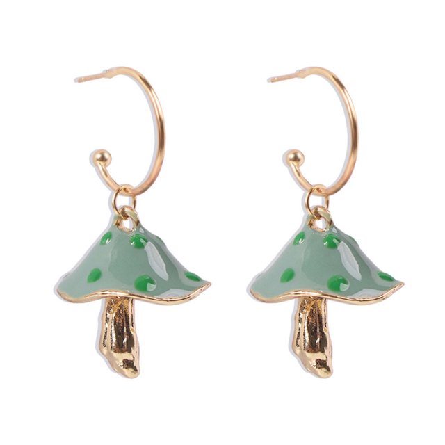 XZNGL Creative Dreamy Cute Little Fungus Oil Drop Earrings Colorful Plant Ear Studs
