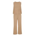 thumbnail image 5 of zanvin Ensembles 2 Pcs pour Femmes, Mode Femmes Été Décontracté Uni Sans Manches Chemisiers Col Rond Hauts Pantalons Longs, 5 of 5