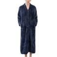 thumbnail image 1 of Tawop Peignoirs pour Femmes Pyjamas en Soie Femme Longue Chemise de Nuit Peignoir Uni Chaud Poche Ceinture à Capuche Doux Chemises de Nuit pour Femmes Bleu TG, 1 of 3